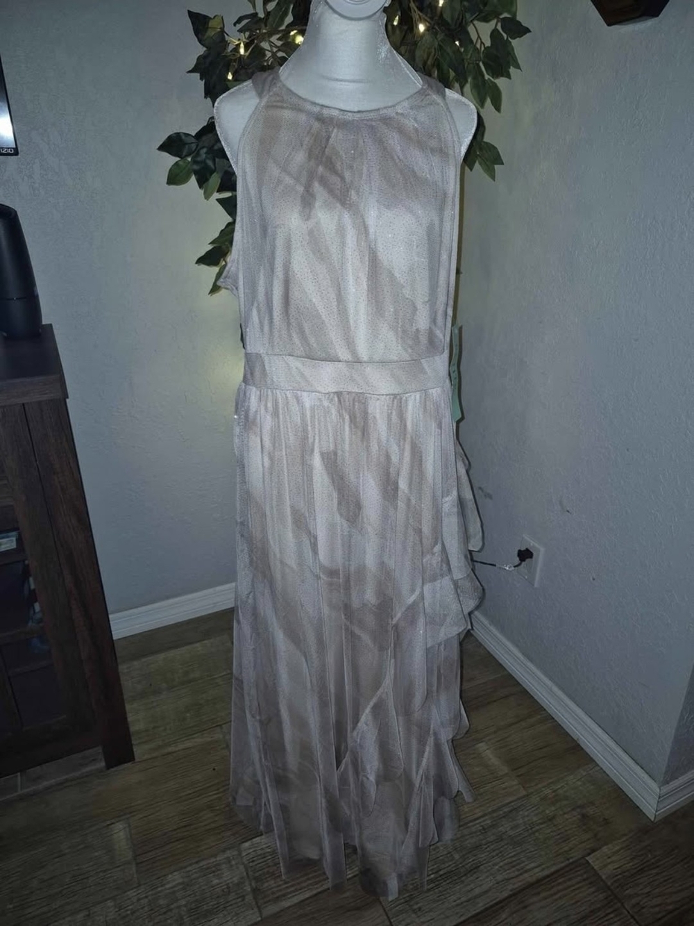 Sleeveless Beige Tiered Maxi Dress